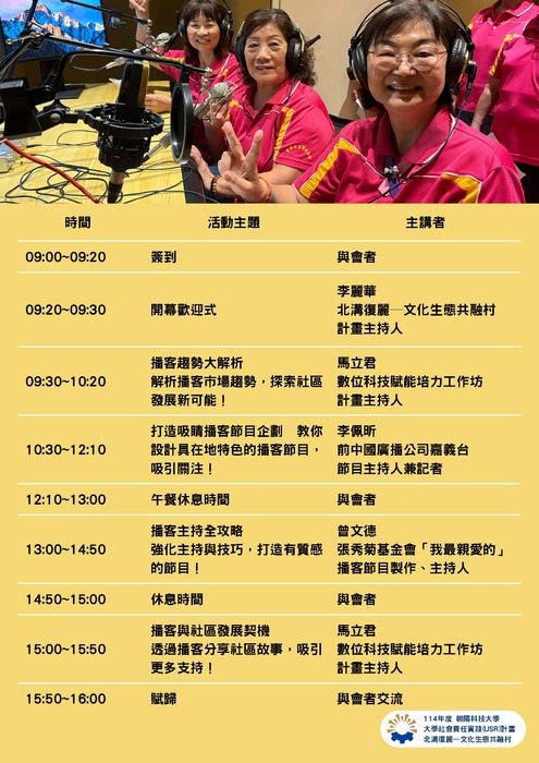 1140502｜朝陽科技大學USR共同培力工作坊【數位播客×社區發展－讓聲音帶動改變】圖片