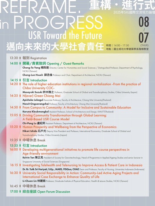 1140807｜國立成功大學SIG國際交流培力活動「重構．進行式：邁向未來的大學社會責任 國際論壇」圖片