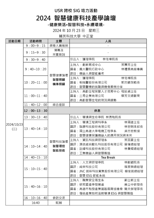 輔英科技大學「2024智慧健康科技產學論壇暨產業科技展」圖片