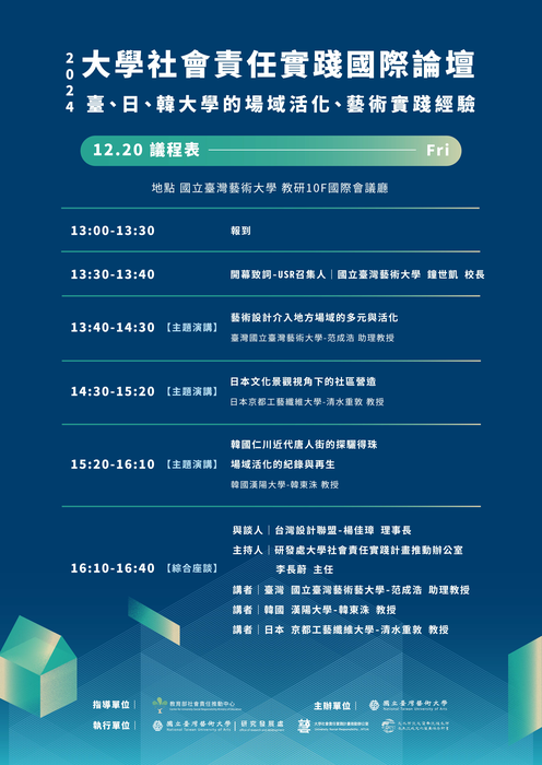 國立臺灣藝術大學「2024大學社會責任實踐國際論壇：臺、日、韓大學的場域活化、藝術實踐經驗」圖片